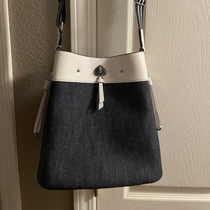 Kate Spade denim and white adjustable shoulder strap